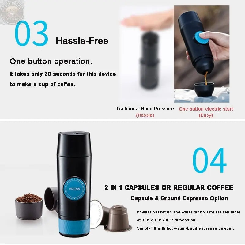 PORTABLE ESPRESSO MAKER Brown Shots Coffee