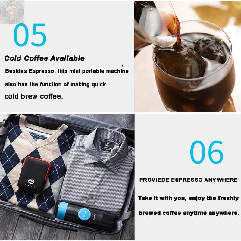 PORTABLE ESPRESSO MAKER Brown Shots Coffee