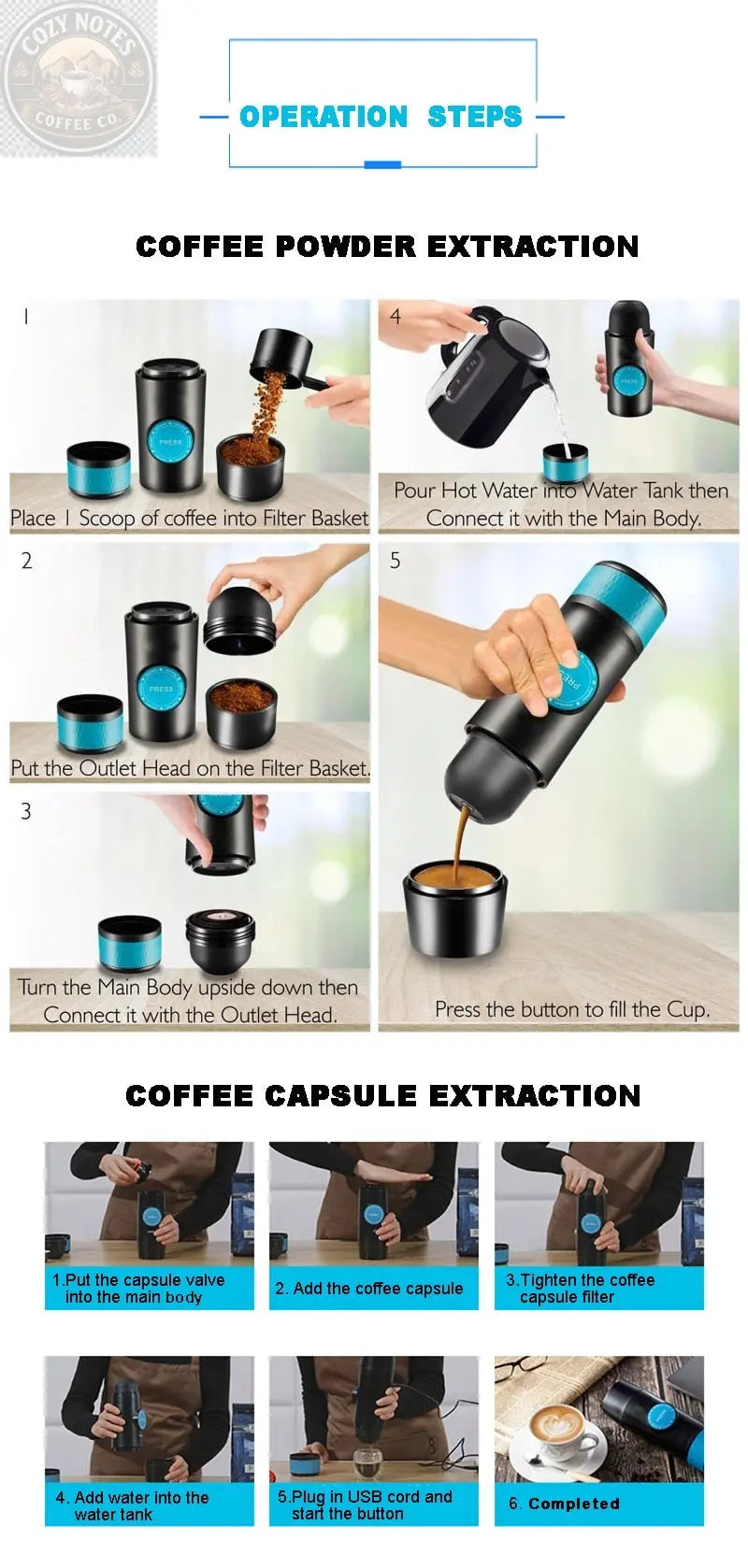 PORTABLE ESPRESSO MAKER Brown Shots Coffee
