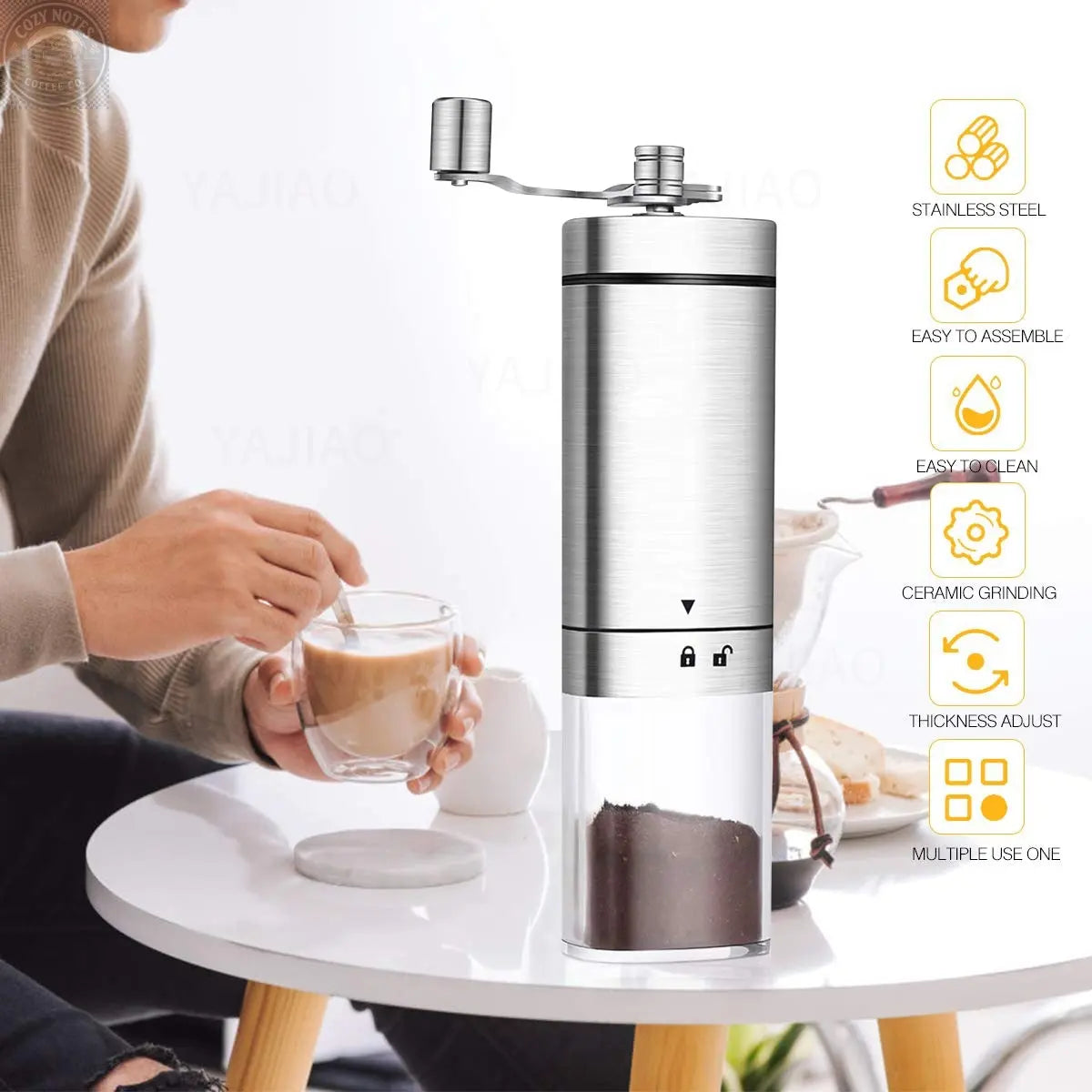 MINI MANUAL COFFEE GRINDER Brown Shots Coffee