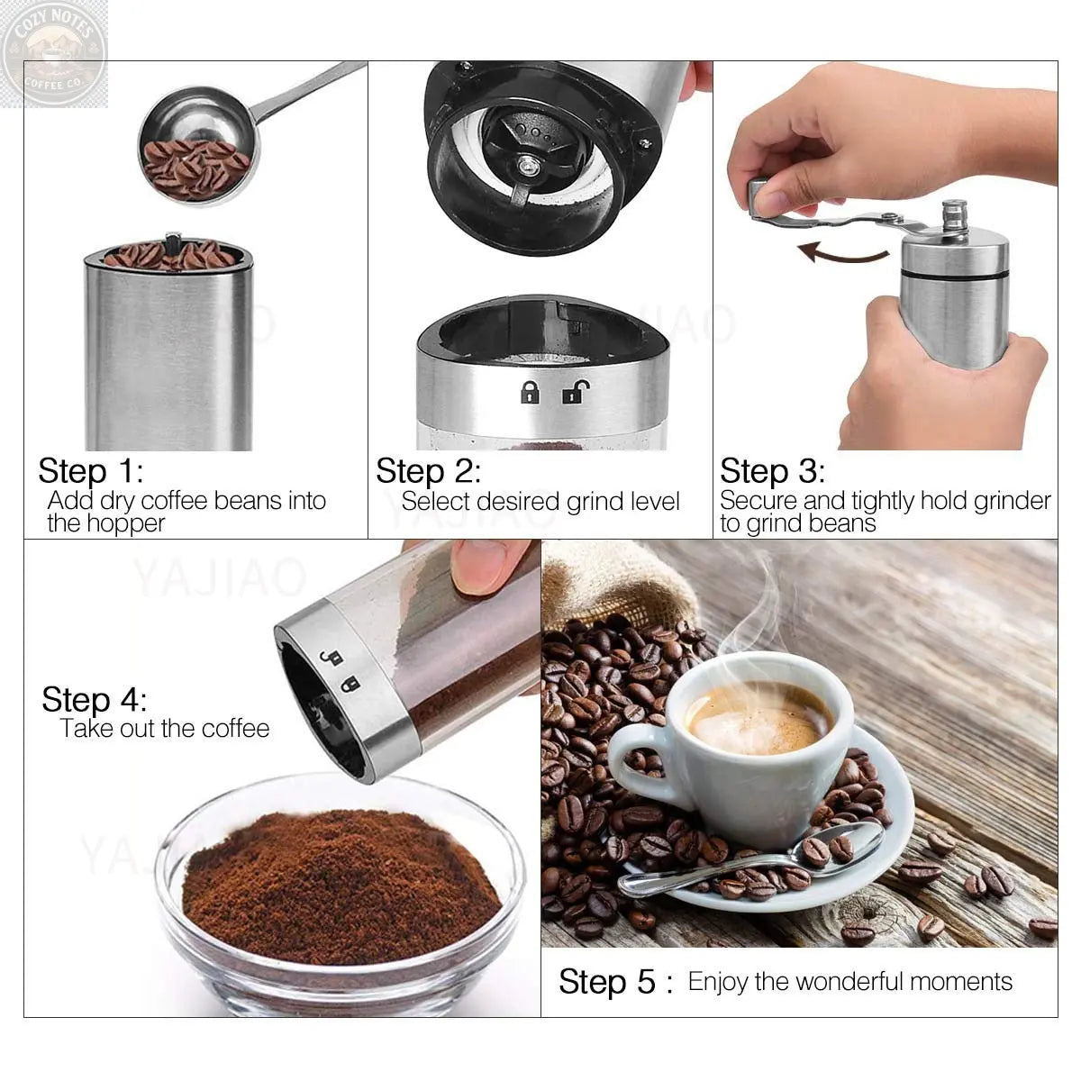 MINI MANUAL COFFEE GRINDER Brown Shots Coffee