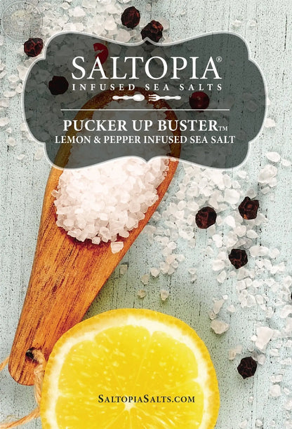 Lemon Pepper Salt: PUCKER UP BUSTER SALTOPIA Infused Sea Salts