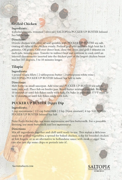 Lemon Pepper Salt: PUCKER UP BUSTER SALTOPIA Infused Sea Salts