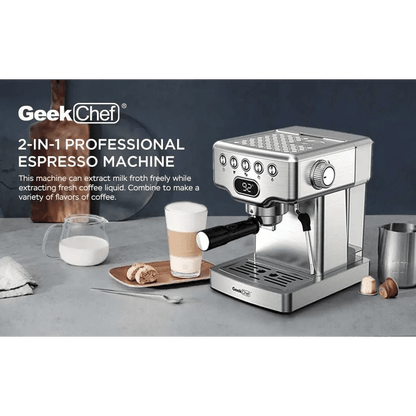 Stainless Steel 20 Bar Espresso Machine with Milk Frother - Cozy Notes Coffee Co