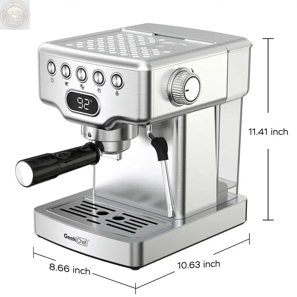 Stainless Steel 20 Bar Espresso Machine with Milk Frother Royalessencelux
