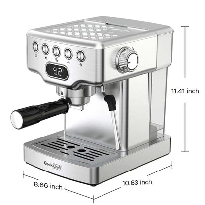 Stainless Steel 20 Bar Espresso Machine with Milk Frother - Cozy Notes Coffee Co