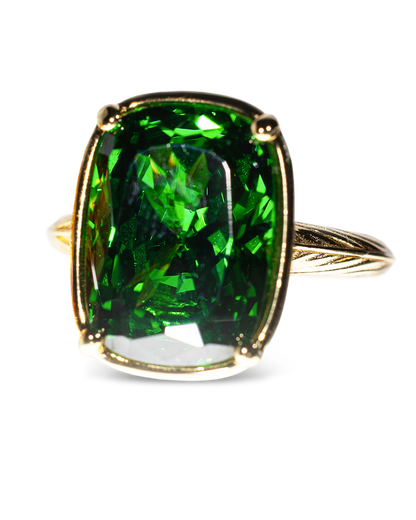 Sterling Silver Elongated Cushion Emerald CZ Cocktail Ring - Cozy Notes Coffee Co