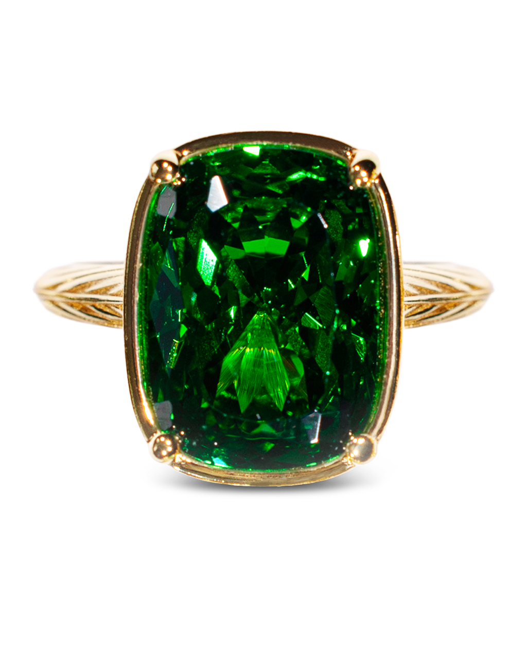Sterling Silver Elongated Cushion Emerald CZ Cocktail Ring - Cozy Notes Coffee Co