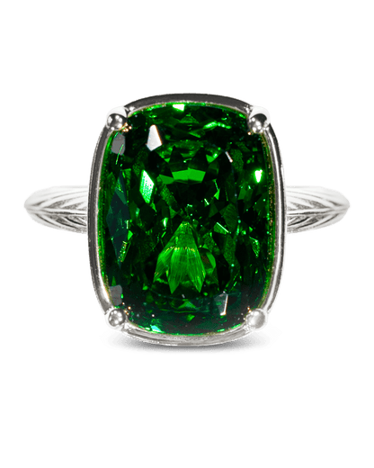 Sterling Silver Elongated Cushion Emerald CZ Cocktail Ring - Cozy Notes Coffee Co