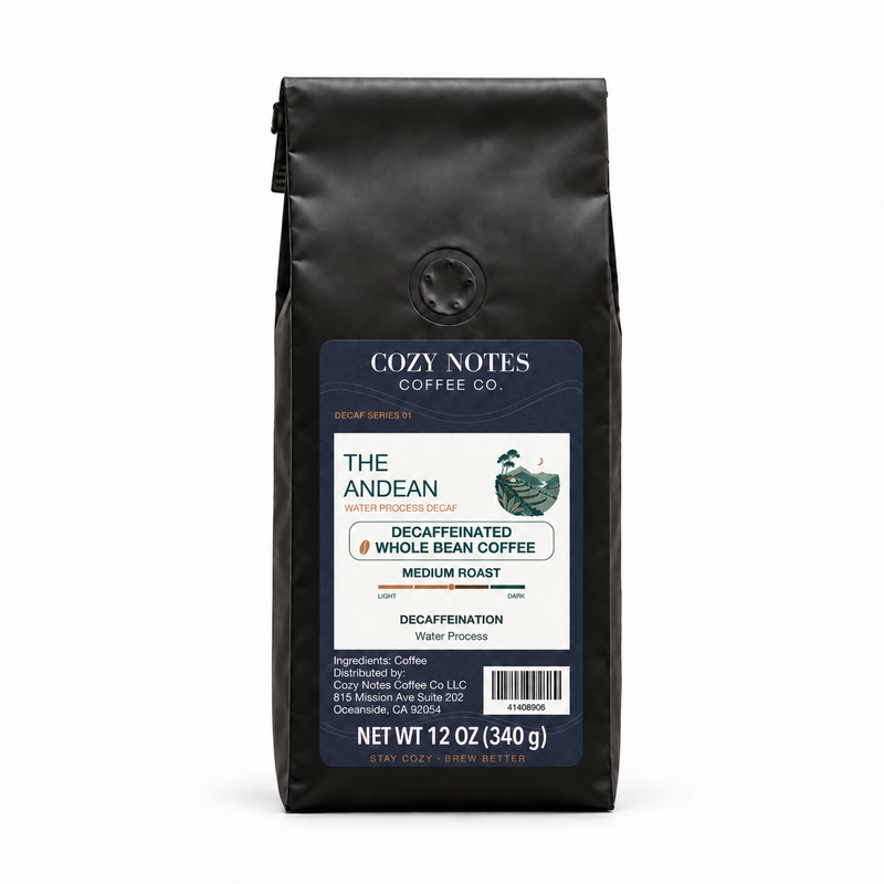 The Andean — corrected current packaging, whole bean coffee, 12 oz.