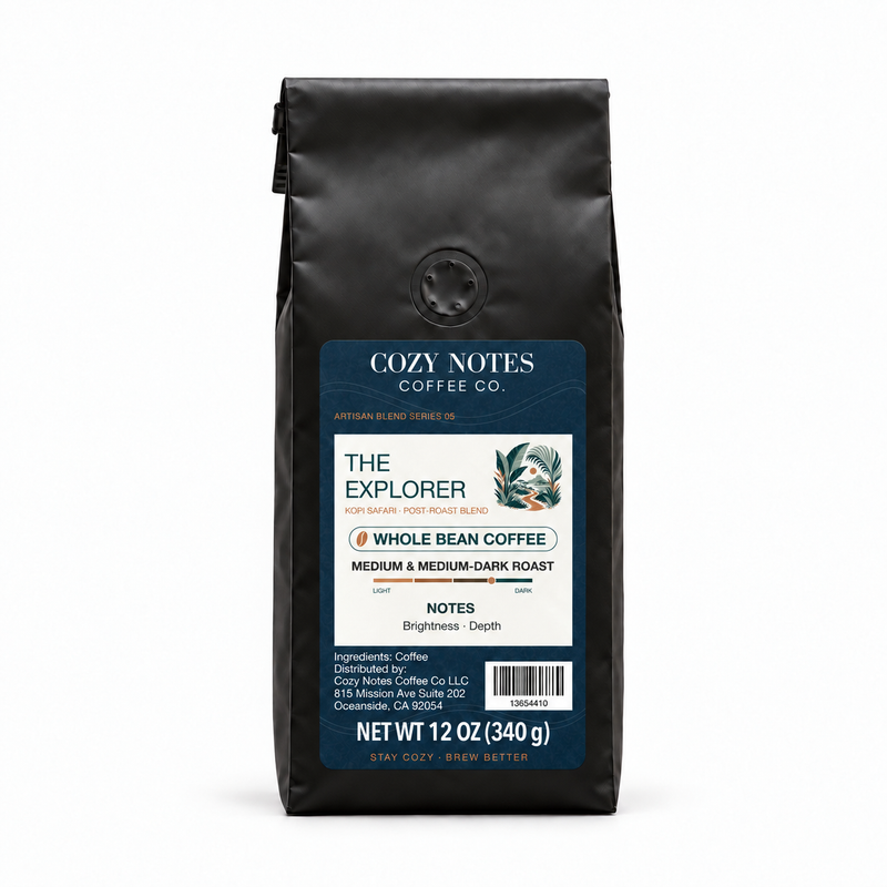 The Explorer — corrected current packaging, whole bean coffee, 12 oz.