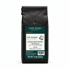 The Samba — corrected current packaging, whole bean coffee, 12 oz.