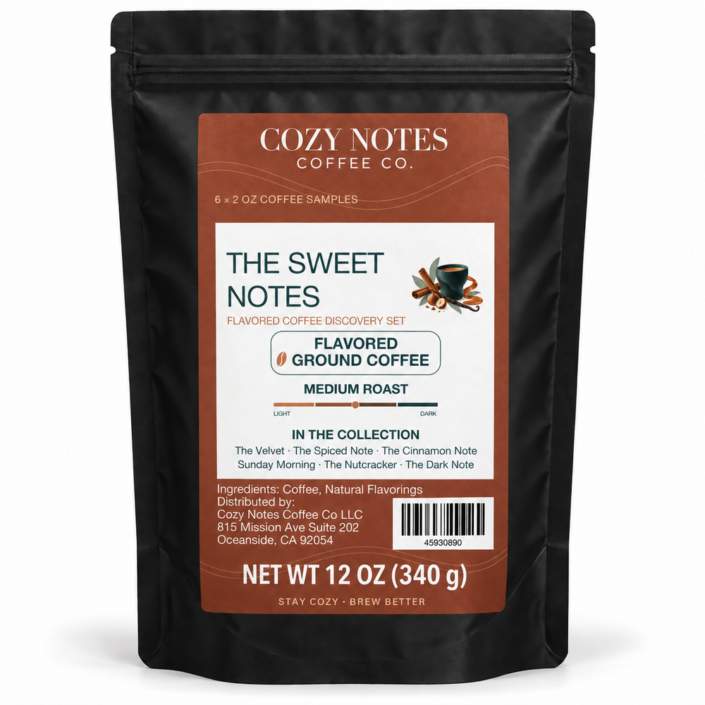 The Sweet Notes — Cozy Notes Coffee Co flavored coffee discovery set, six 2 oz samples