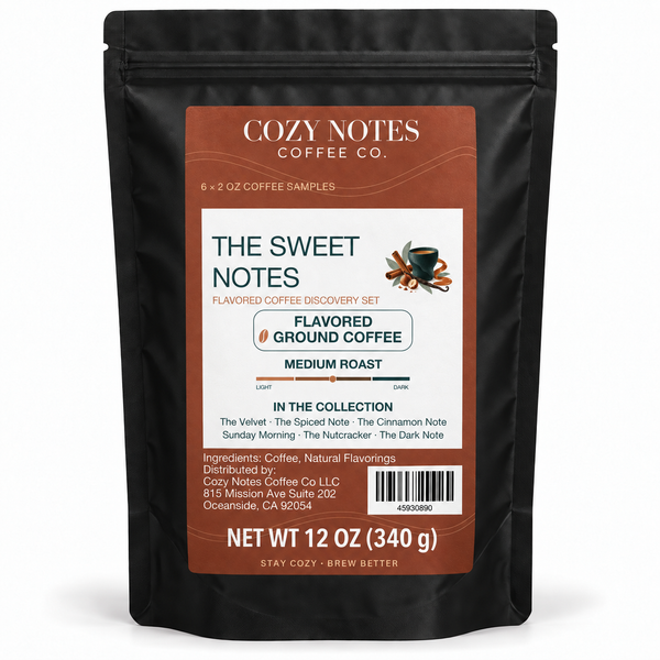 The Sweet Notes — Cozy Notes Coffee Co flavored coffee discovery set, six 2 oz samples