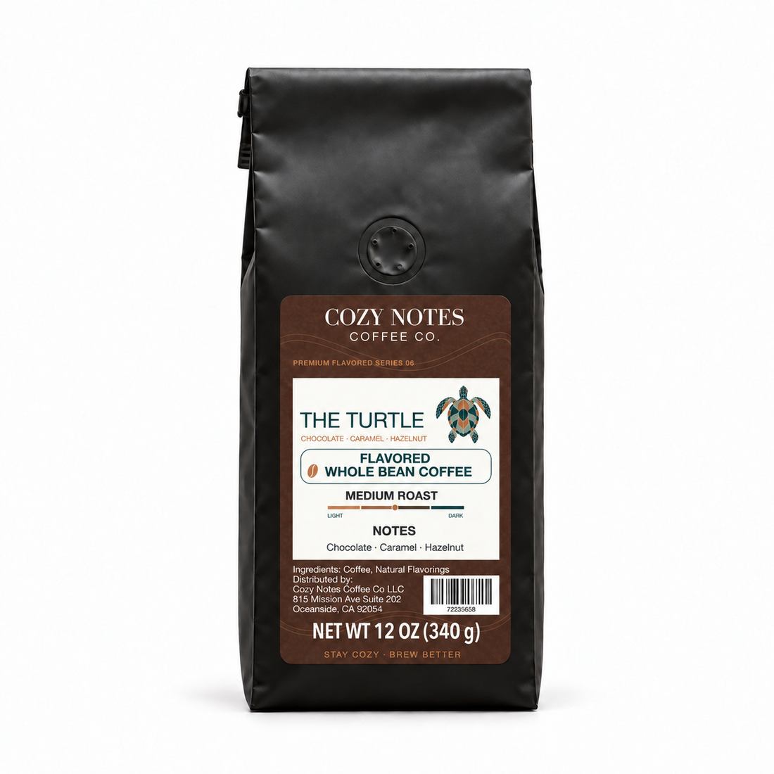 The Turtle — corrected current packaging, whole bean coffee, 12 oz.