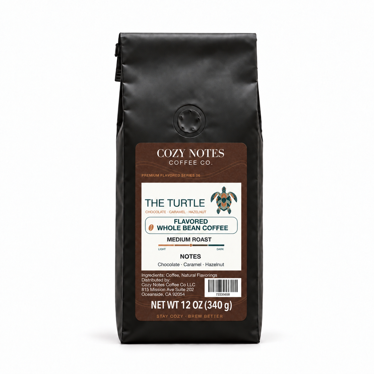 The Turtle — corrected current packaging, whole bean coffee, 12 oz.