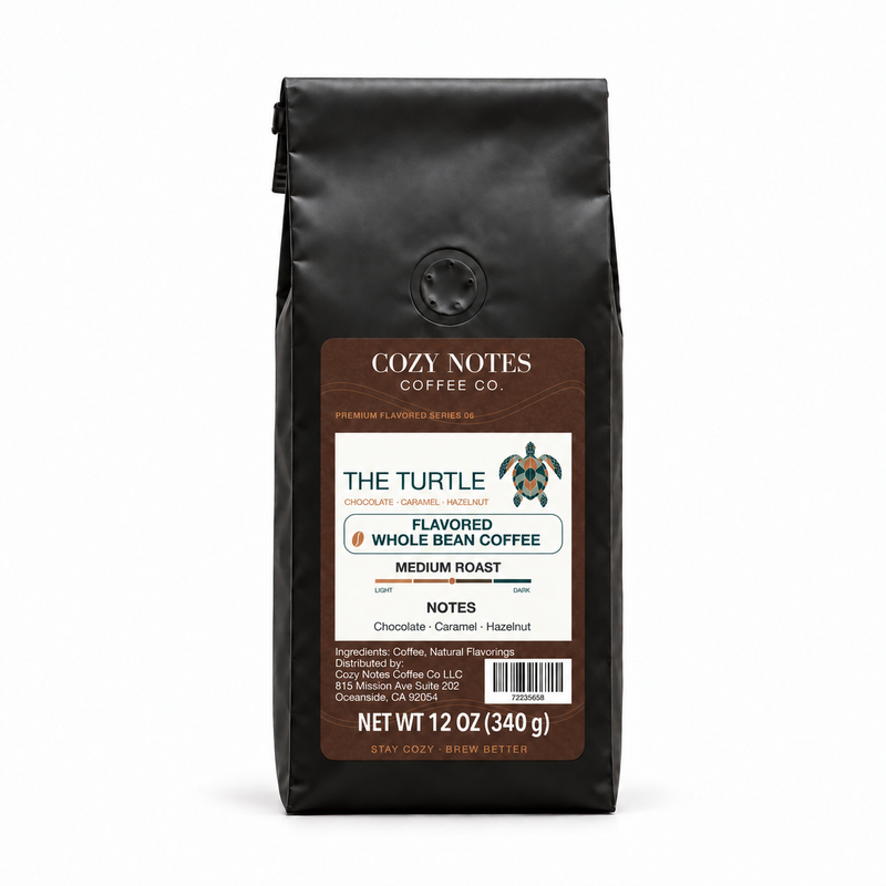 The Turtle — corrected current packaging, whole bean coffee, 12 oz.