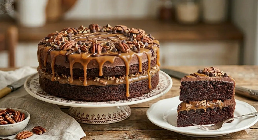 Andy Anand SUGAR-FREE TURTLE PECAN CAKE — RICH CHOCOLATE, DECADENT CARAMEL &amp; TOASTED PECANS, ZERO ADDED SUGAR, 2.8 LBS: Layers of moist dark chocolate cake, buttery caramel filling, and premium roasted pecans. Andyanand